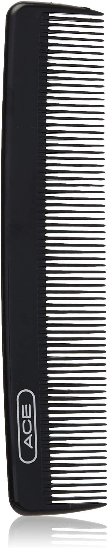 ACE Pocket Fine Tooth Comb - 4.5 Inch, Black - Great for All Hair Types - Fine Comb Teeth for Thin to Medium Hair - Durable for Everyday and Professional Use