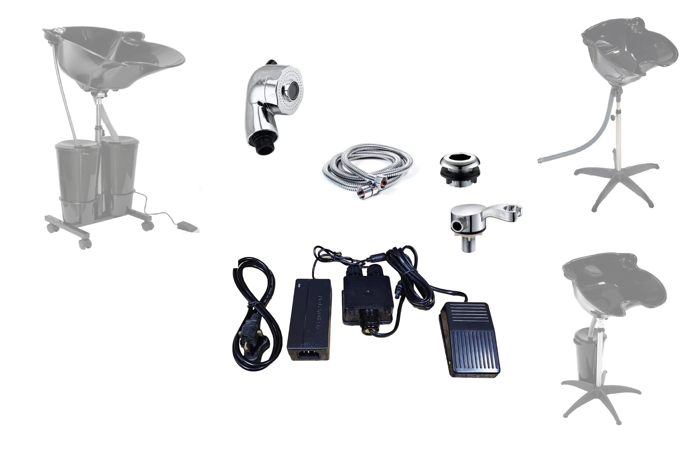 Portable Hair Washing Basin Height Adjustable Portable Hair Washing Sink Shampoo (Pump,Shower Head+Holders)