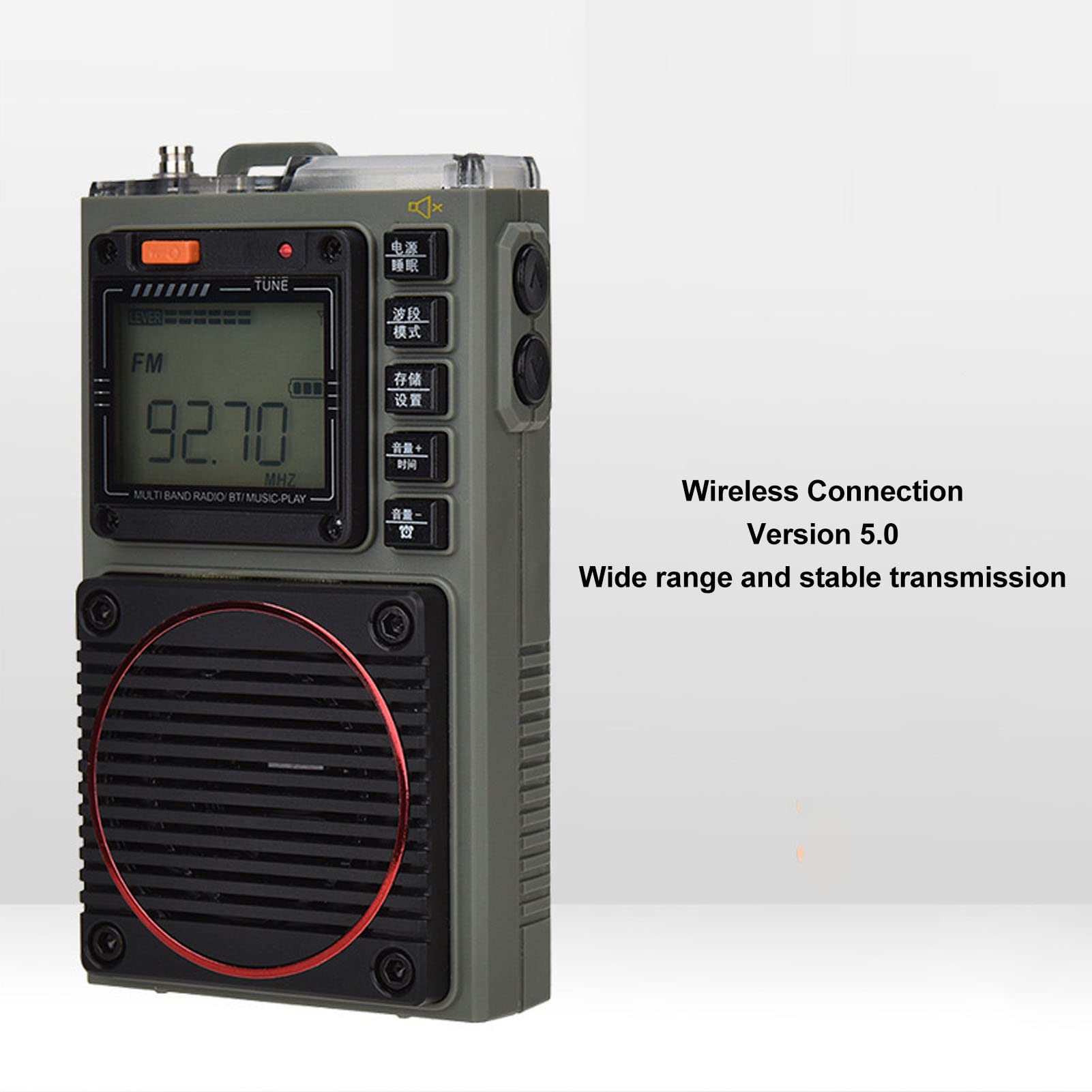 Radio de Corta con Control de Aplicación, Receptor Portátil de Banda Completa FM VHF Am SW WB con Bluetooth 5.0 y Alarma SOS, Radio de Bolsillo Recargable con Linterna y