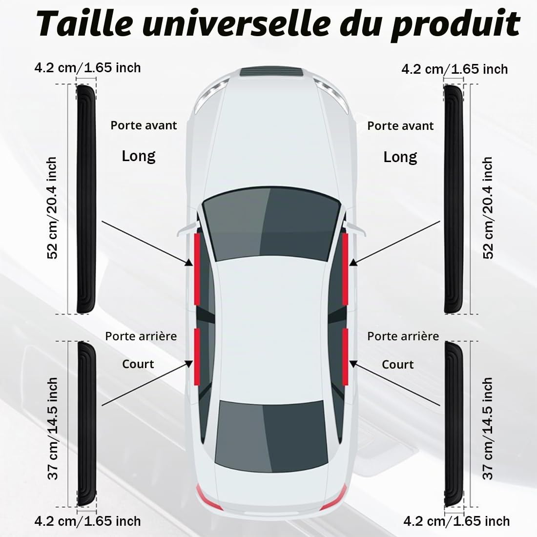 4 Pièces de Protection de seuil de Porte de Voiture, Protection Universelle, PVC Souple, Noir, Rugueux