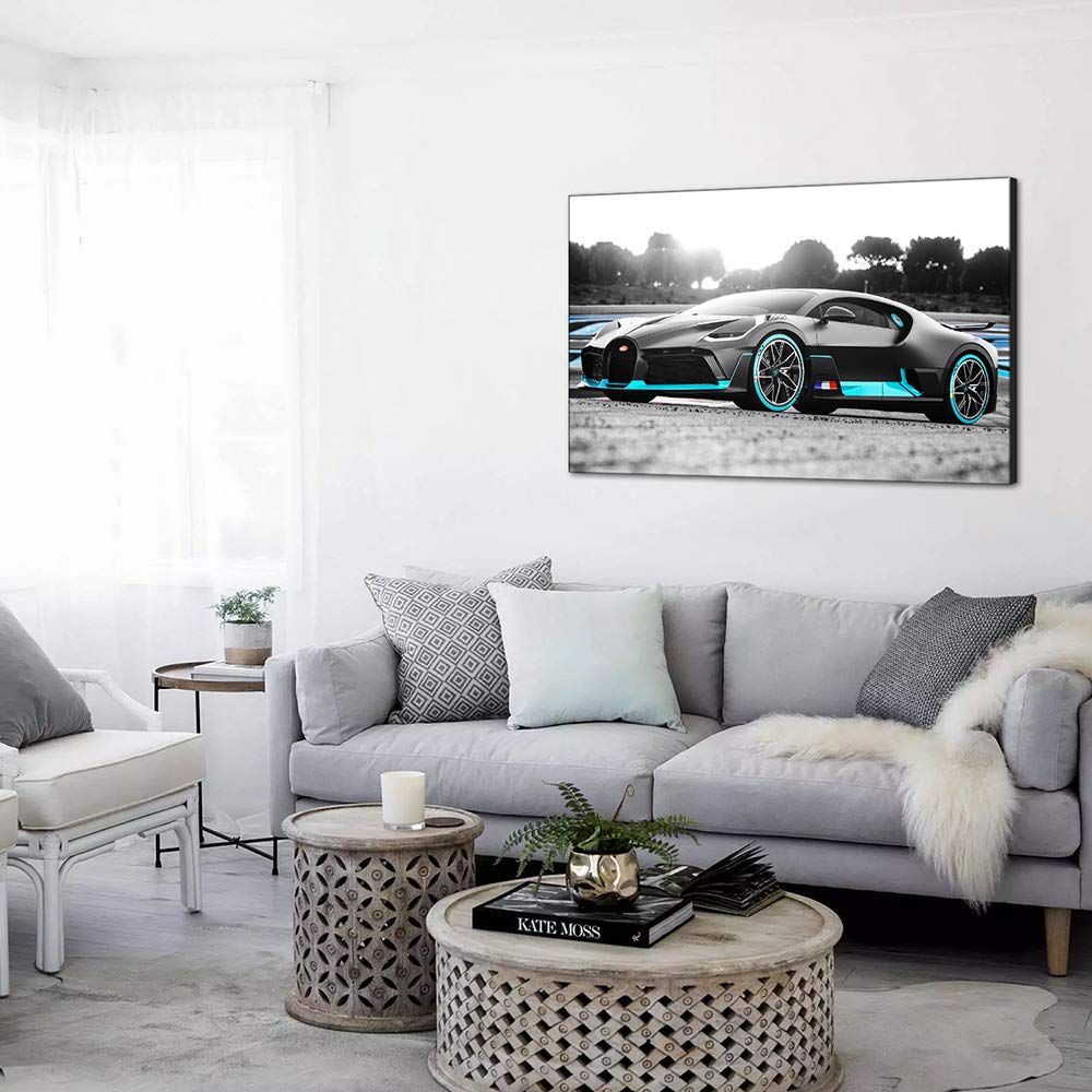 Pięć sprzedawców samochodów sportowych na torze autorstwa Bugatti Malarstwo Płótno Wall Art Nowoczesna Dekoracje Do Domu Dekoracje Do Salonu Sypialnia Galeria (z ramą, 60_x_90_cm)