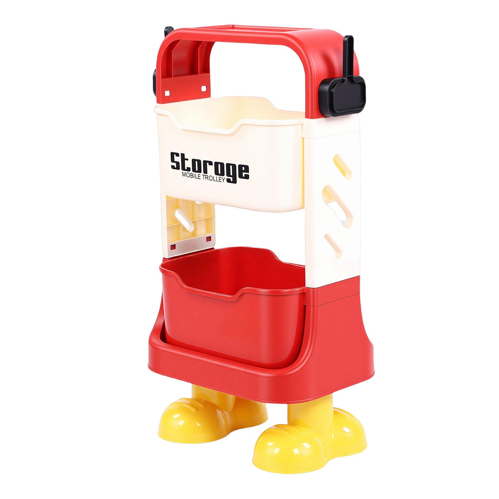 Aramox Carrello Multiuso con Ruote, Simpatico Organizer per Giocattoli e Snack a più Livelli per Casa, Ufficio e Garage con Piedini a Forma di Cartone Animato (2 livelli)