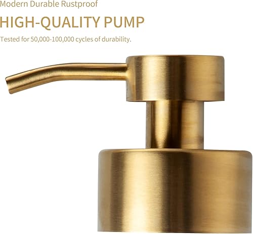 Miniatura 3 de Dispensador de jabón de vidrio grueso con bomba de acero inoxidable, dispensador de jabón líquido de mano de baño dorado de 12 onzas, dispensador de