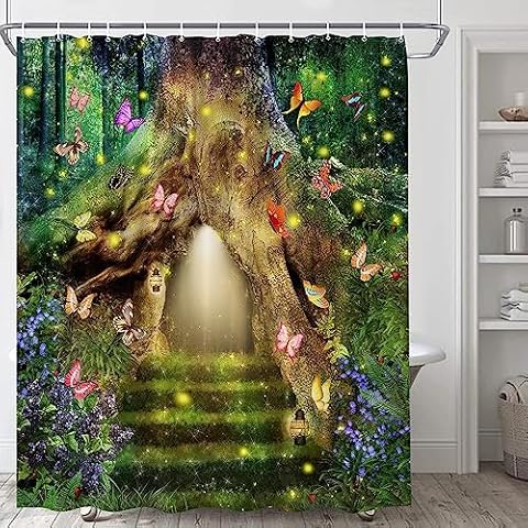 Enchanted Forest Shower Curtain with Hooks Cover