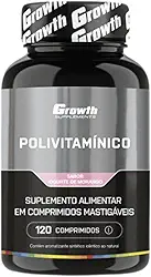 Polivitamínico Mastigável 120 Comprimidos - Growth (Único, Morango)