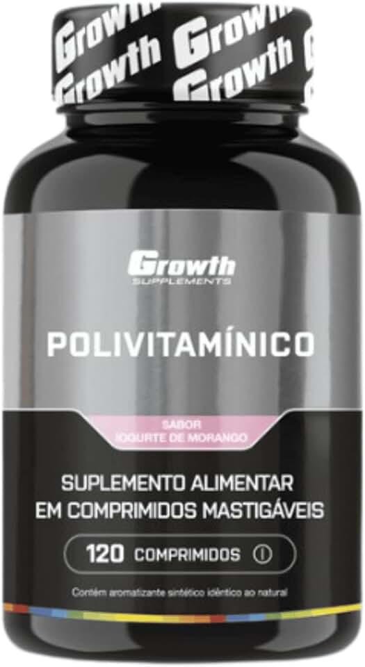 Polivitamínico Mastigável 120 Comprimidos - Growth (Único, Morango)