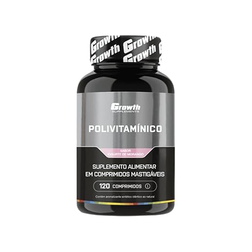 Polivitamínico Mastigável 120 Comprimidos - Growth (Único, Morango)