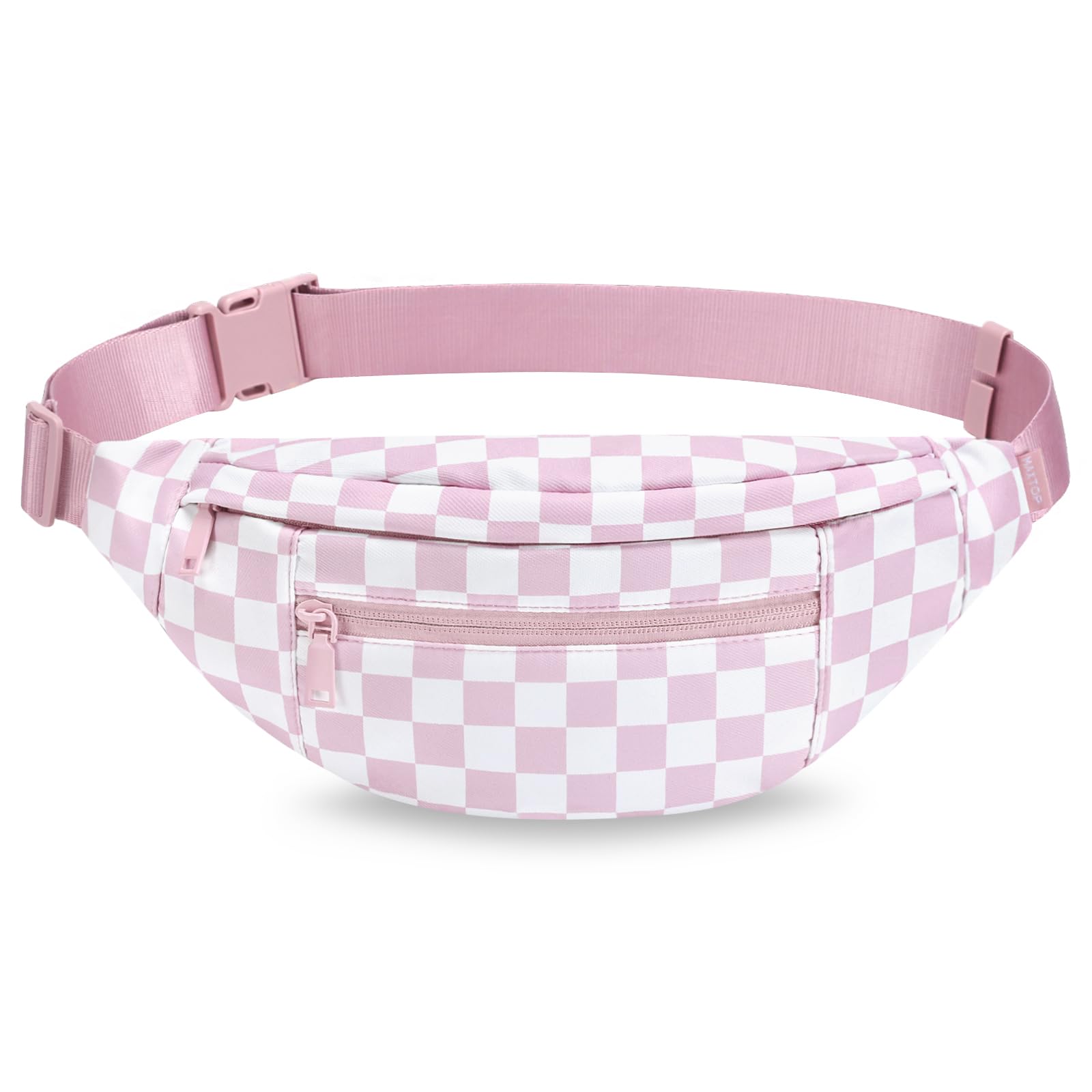 Pink Checkered Fanny Pack for Women Cross Body Bag for Concerts Travel