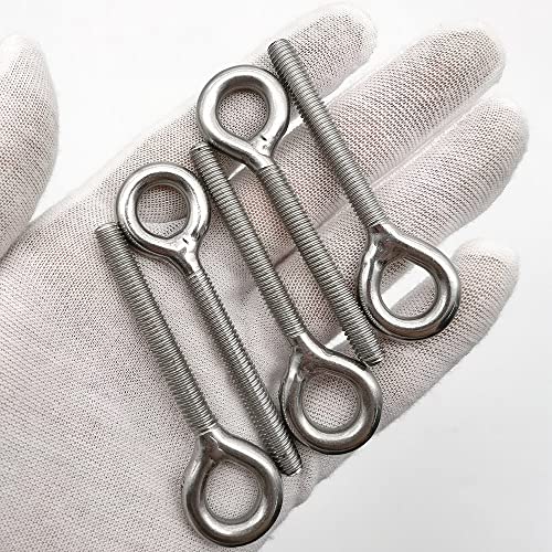 YDHfdc 10 Pack M6 Eye Bolt Long Shank Ring Bolt 304 Stainless Steel Closed Weld Coil Screw Suitable for Stationary and Hanging,70mm - Image 3