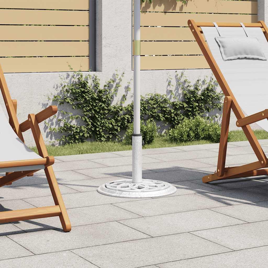vidaXL Base de Sombrilla, Soporte de Parasol, Pie de Sombrilla, Base para Jardín Patio Terraza Piscina Playa, Hierro Fundido Blanco 44X44X31 cm