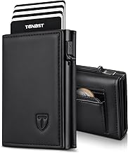TENBST Slim Men's Wallet, Magnetic Credit Card Holder with RFID Anti-Slip, Small Card Holder, Card Holder with Coin and Cash, Gift Idea, Black, Classic