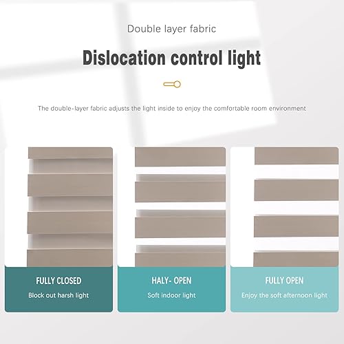Miniatura 8 de Changshade Persianas opacas de cebra sin cordones para ventanas de interior, puertas corredizas de vidrio, persianas enrollables de cebra de tamaño
