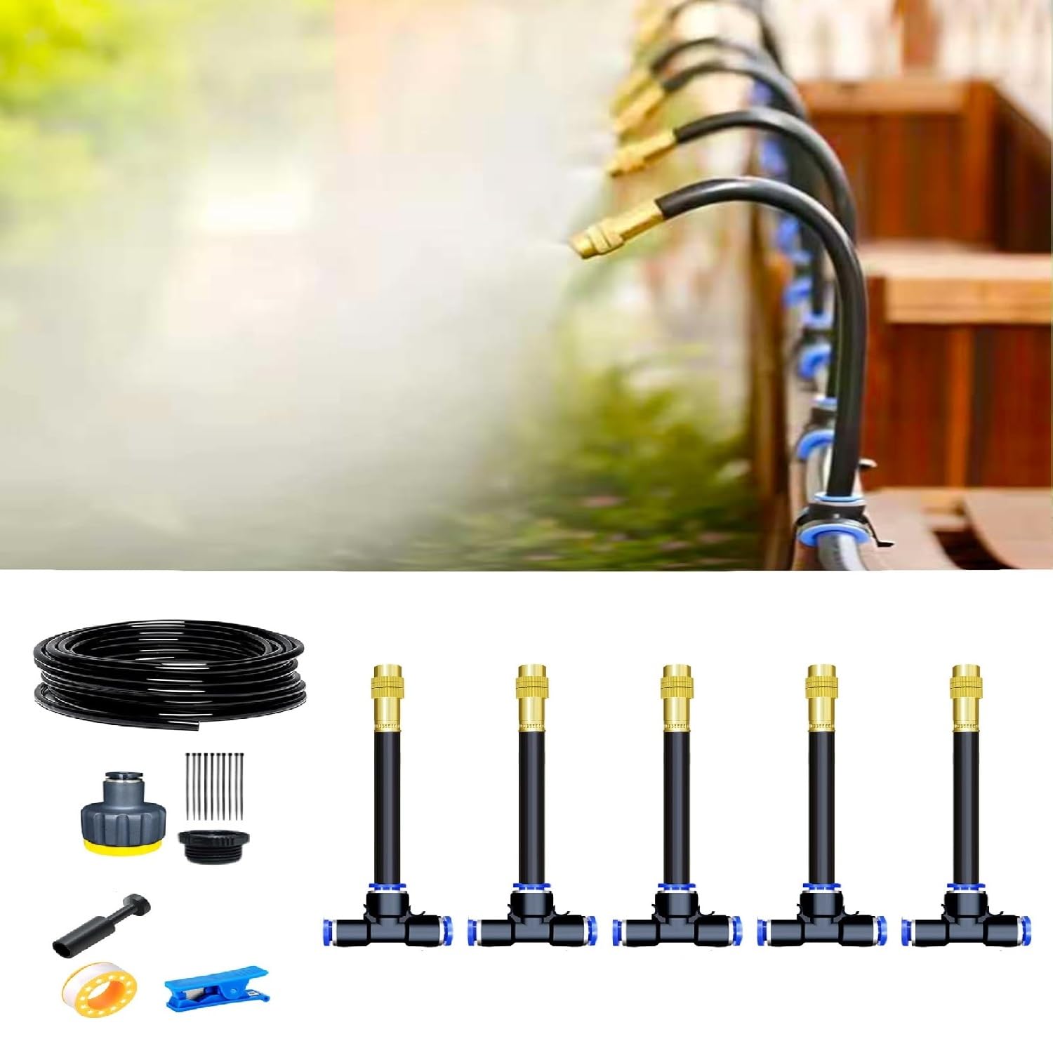 360° Curved Automatic Irrigation System for Garden & Greenhouse – Drip Watering for Flower Beds, Raised Beds, Terrace & Landscape Plants (15m)