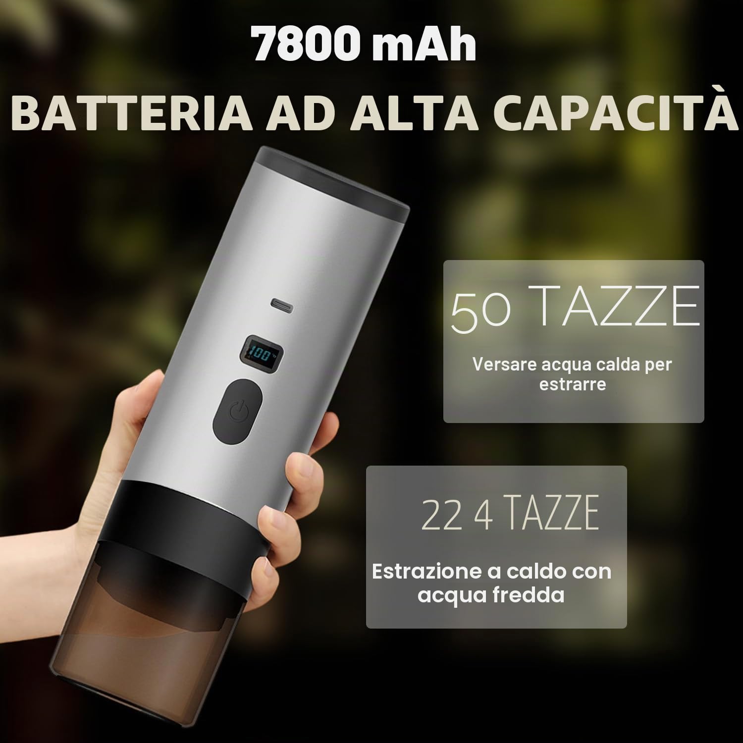 Macchina da caffè portatile 3 in 1 Mini macchina da caffè da viaggio, macchina espresso per auto con USB, compatibile con capsula e caffè in polvere, adatta per viaggi, campeggio e famiglie