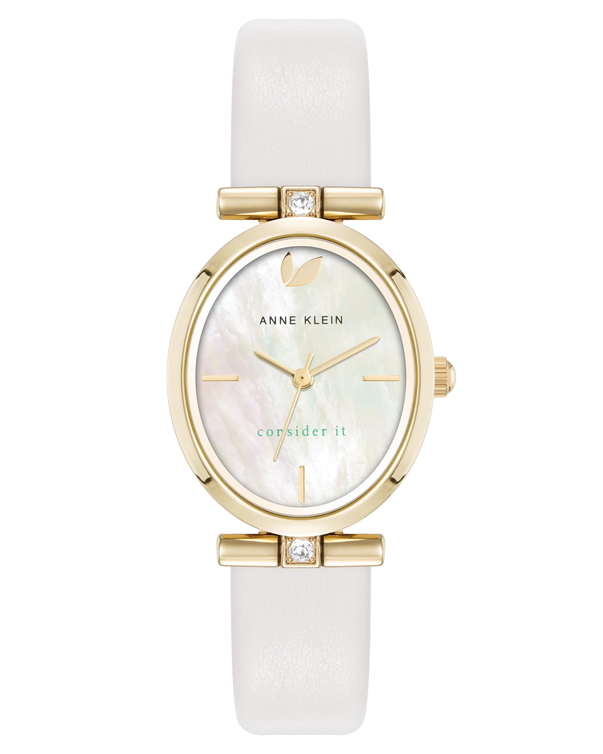 Anne Klein Women's Premium Crystal Accented Sustainable Leather Strap Watch