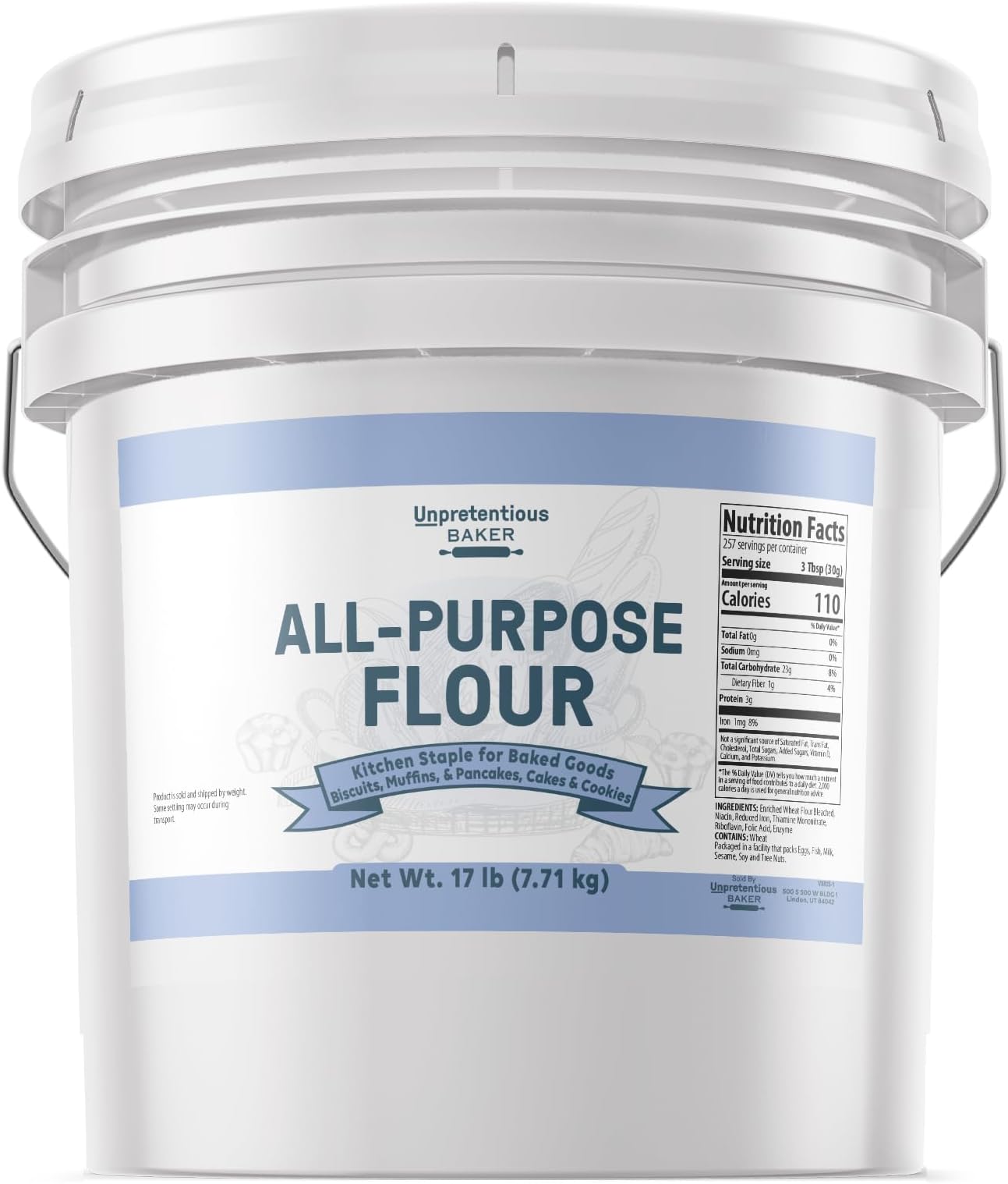 Unpretentious All Purpose Flour, 3.5 Gallon Bucket, Versatile Kitchen Staple, Food Storage