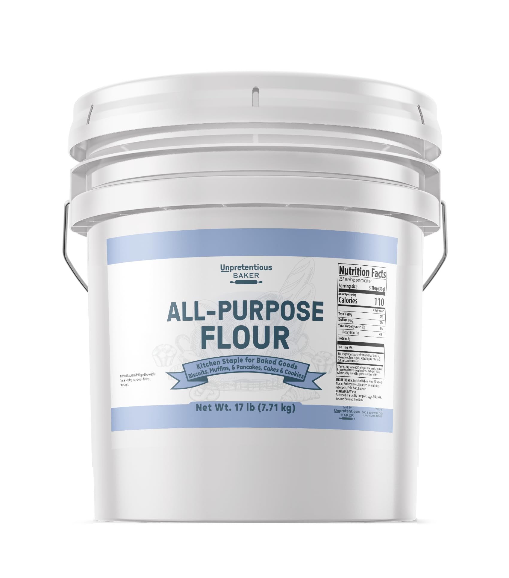 Unpretentious All Purpose Flour, 3.5 Gallon Bucket, Versatile Kitchen Staple, Food Storage
