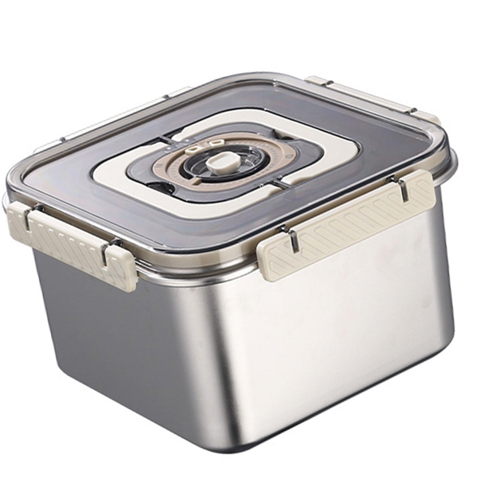 Btgghytr Stainless Steel Square Food Storage Container 3800ML with Handle for Bread Fruits Vegetables and Leftovers Permanent Stainless Steel Container