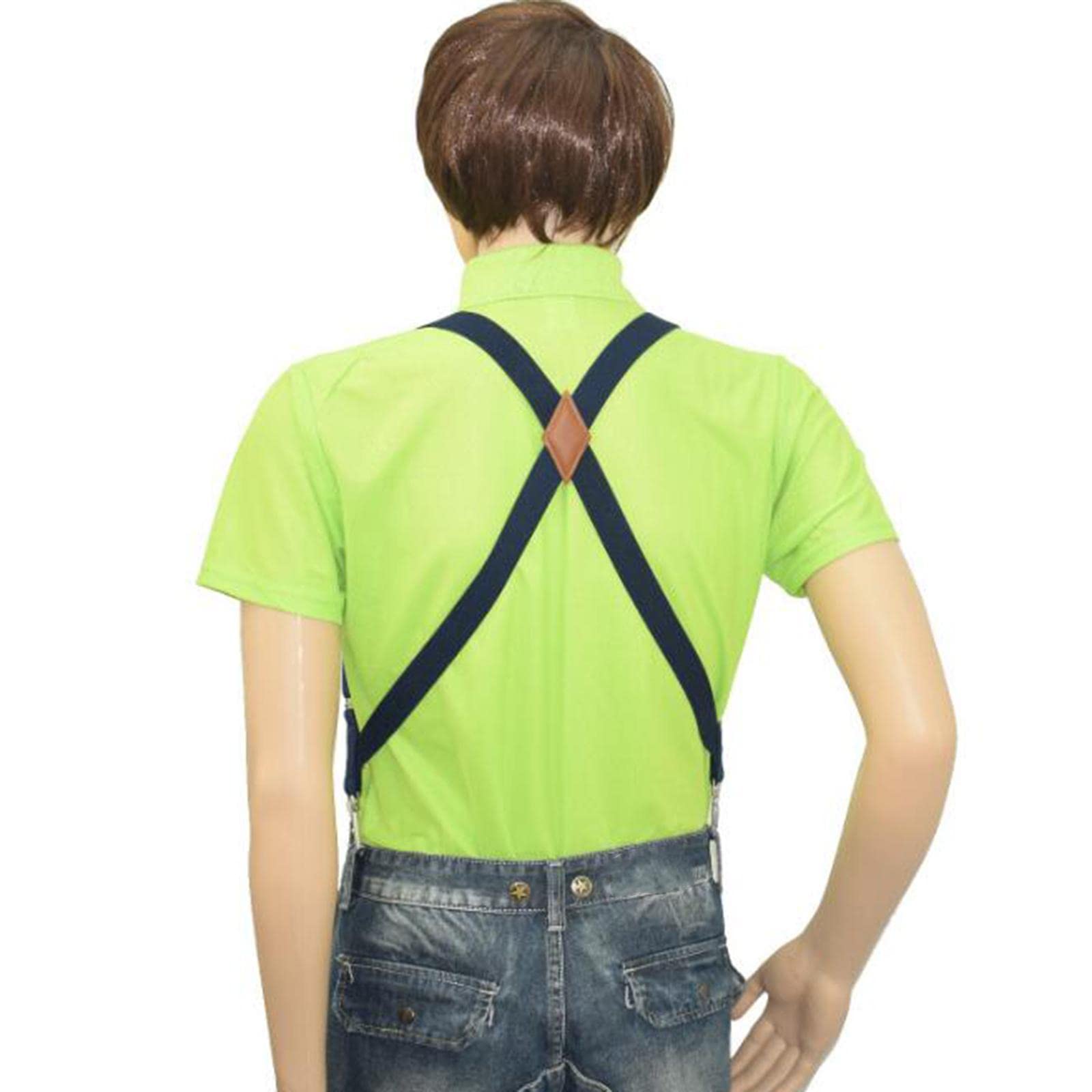 Tirantes giratorios para hombre en forma de X, elásticos, 3,6 cm de ancho, ajustables, color café
