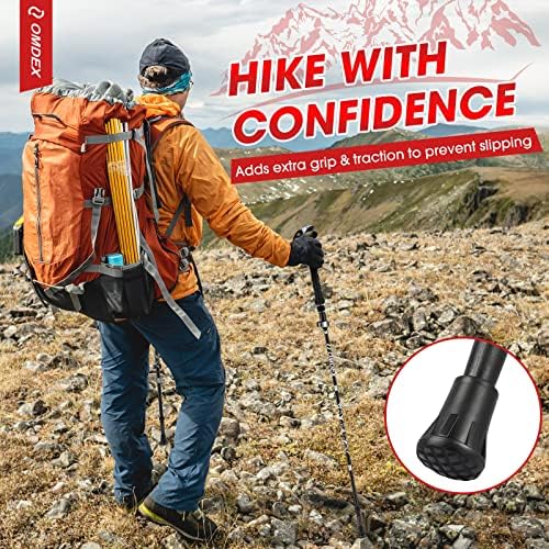OMDEX 6 Piece Pack Rubber Tips for Trekking Poles Replacement Pole tip