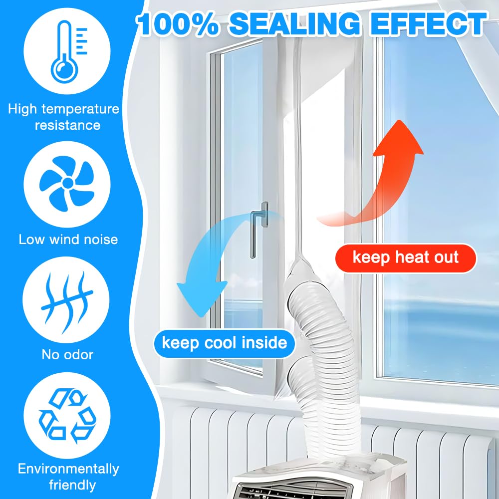 400cm Fensterabdichtung für Mobile Klimageräte,Klimaanlage Fensterabdichtung,Hot Air Stop zum Anbringen An Fenster,Fensterabdichtung Klimaanlage für Dachfenster, Flügelfenster, Schiebefenster
