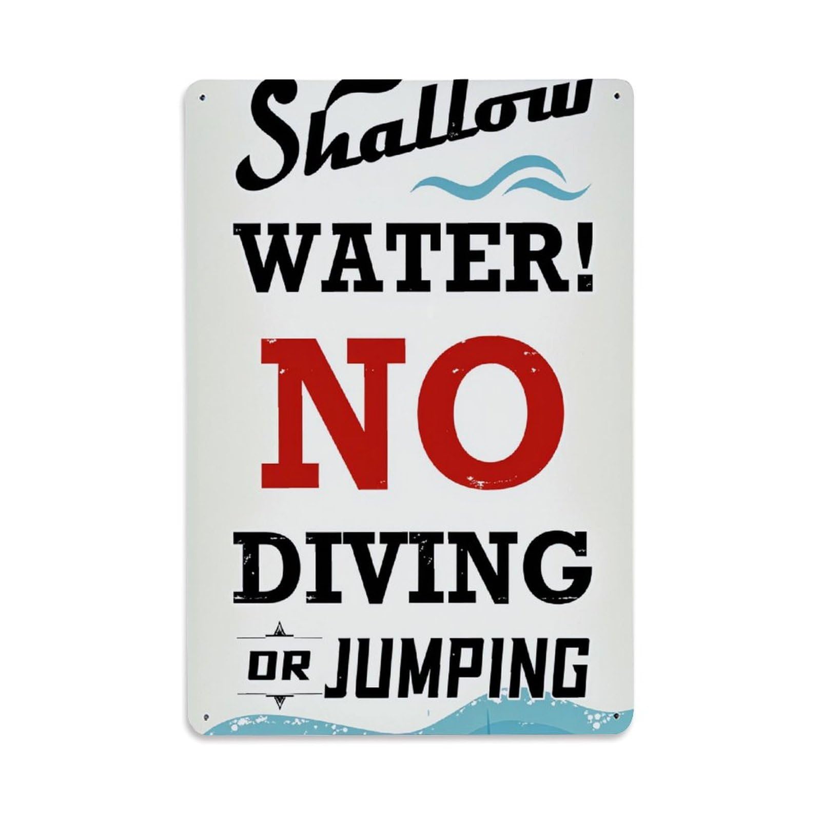 Enderetf Vintage Shallow Water No Diving Or Jumping Tin Sign Metal Poster, Home Bar Garage Man Cave Cafe Indoor & Outdoor Wall Decoration 8X12inches