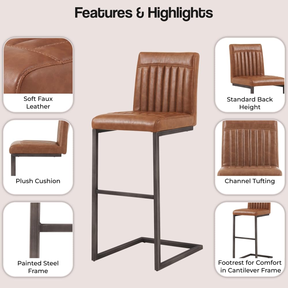 Amazon.com: New Pacific Direct Ronan PU Leather Bar, Set of 2 Bar