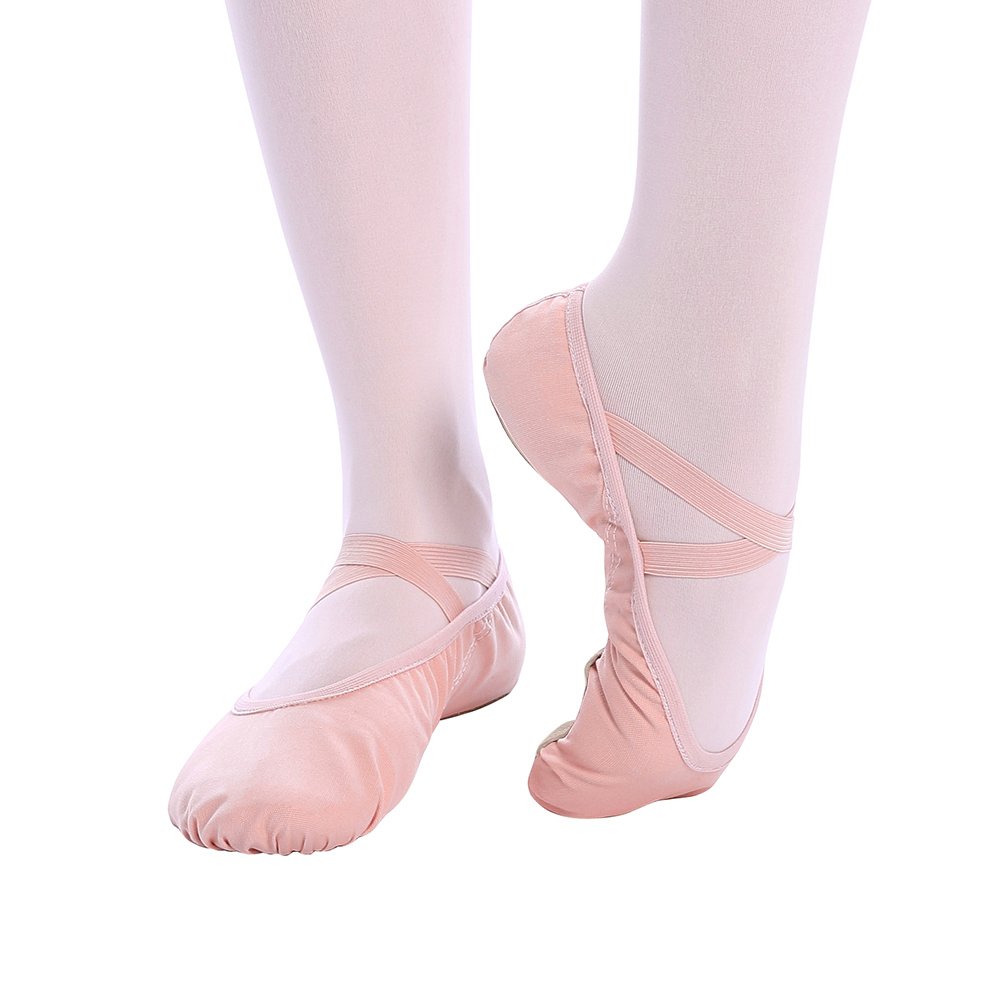 Bezioner Ballet Slippers Canvas Ballet Dance Shoes Women in Pink Black Split Sole — view 7