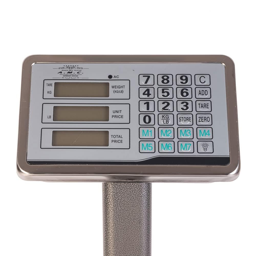 SQUADO Bilancia Digitale Professionale 300 kg Display LCD Base Acciaio Inox Piattaforma Antiscivolo