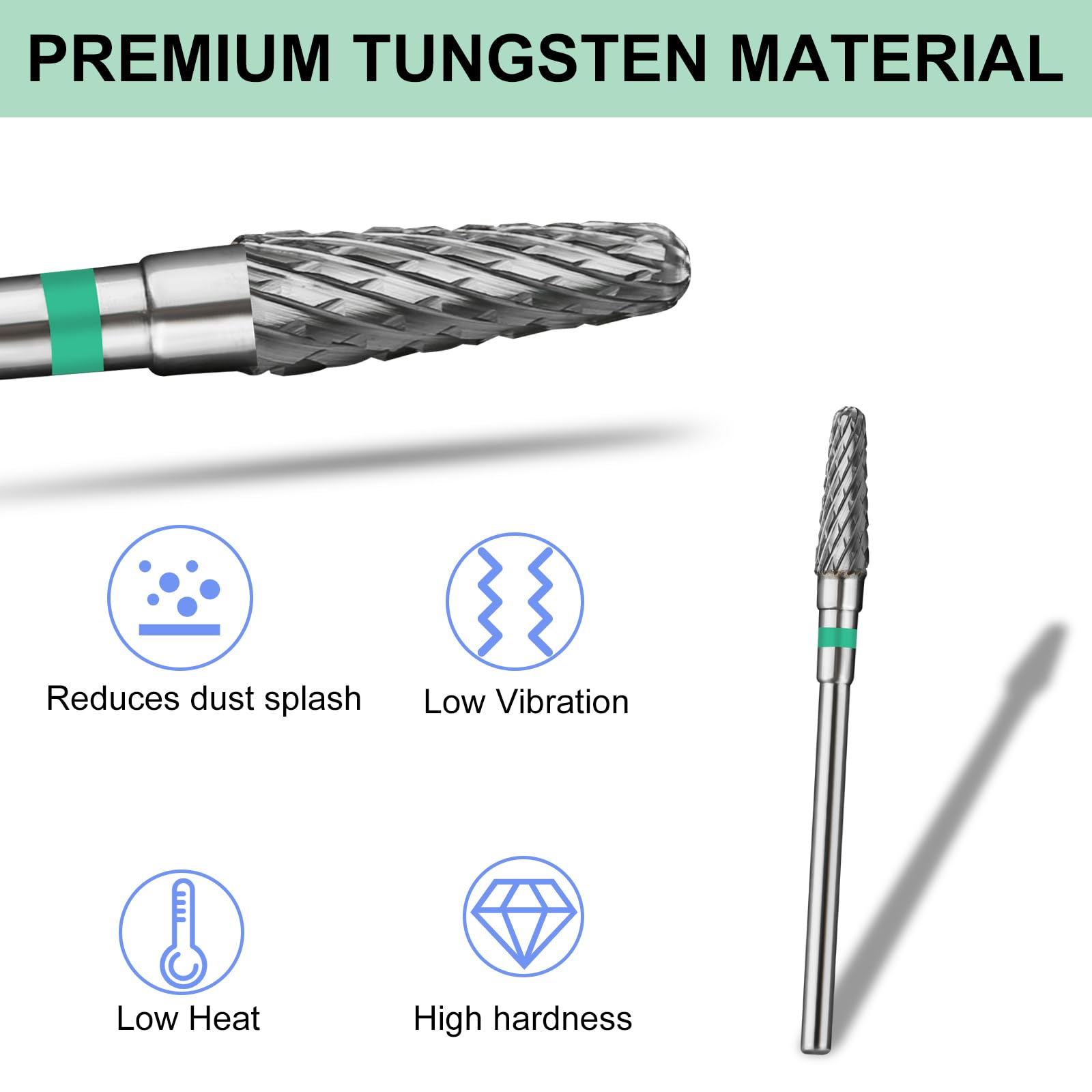 Punte fresa unghie coniche,punta per trapano elettronica per unghie in carburo di tungsteno a forma di cono per unghie in gel acrilico Rimozione nail forms per unghie,3/32 pollici(Grossolano)