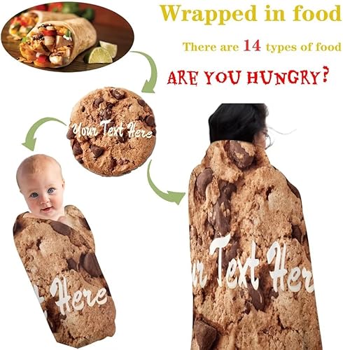 Miniatura 3 de Manta de galletas redonda personalizada con nombre y texto, manta de comida personalizada, regalos novedosos, mantas suaves personalizadas para