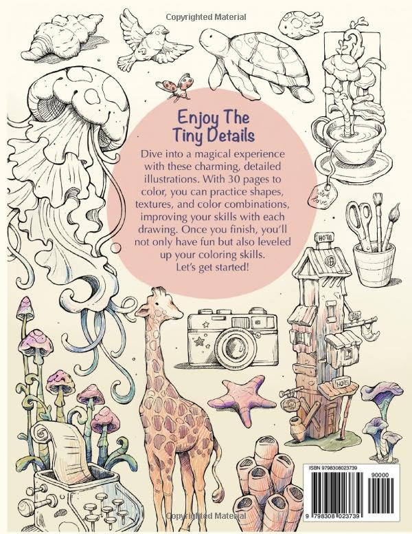 Tiny Magical Illustrations Practice Coloring Book: Flowers, Objects, Houses, Animals, Cars, Portraits, Furniture - Image 2