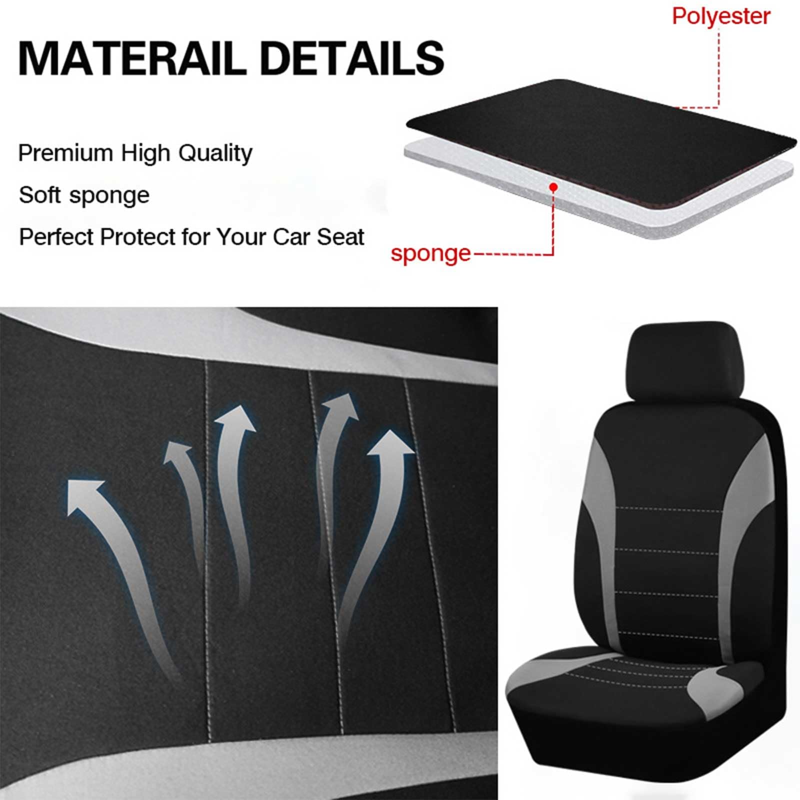 Autositzbezüge Set Für FIAT 500L Living(351)/500L MPW(351)/500L PRO(330)/500L Trekking(330), 5 Sitzer Allwetter Vorder Und Rücksitze Autositz Schonbezug Atmungsaktiv Auto-Innenraum Zubehör