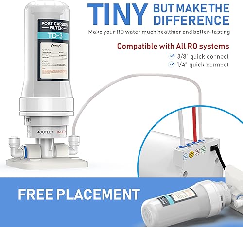 Miniatura 5 de Frizzlife Filtro de agua en línea TD-3, filtro de agua de repuesto rápido que elimina el cloro, los compuestos orgánicos volátiles y el olor, ajusta
