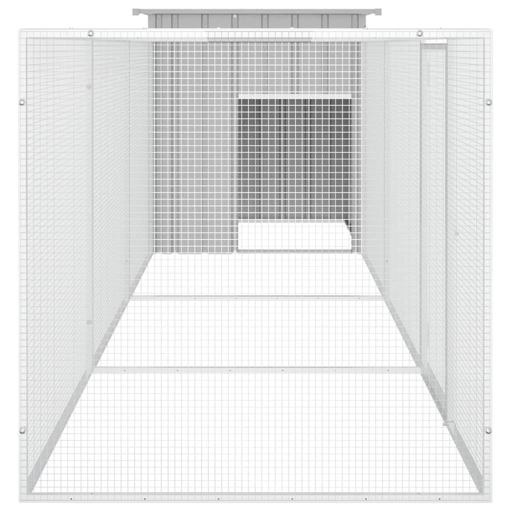 Hühnerkäfig Verzinkter Stahl Hühnerstall,Alles-in-Einem-Hühnerstall,aus einem Stahlhaus und einem Drahtkäfig,Grau,400 x 91 x 100 cm