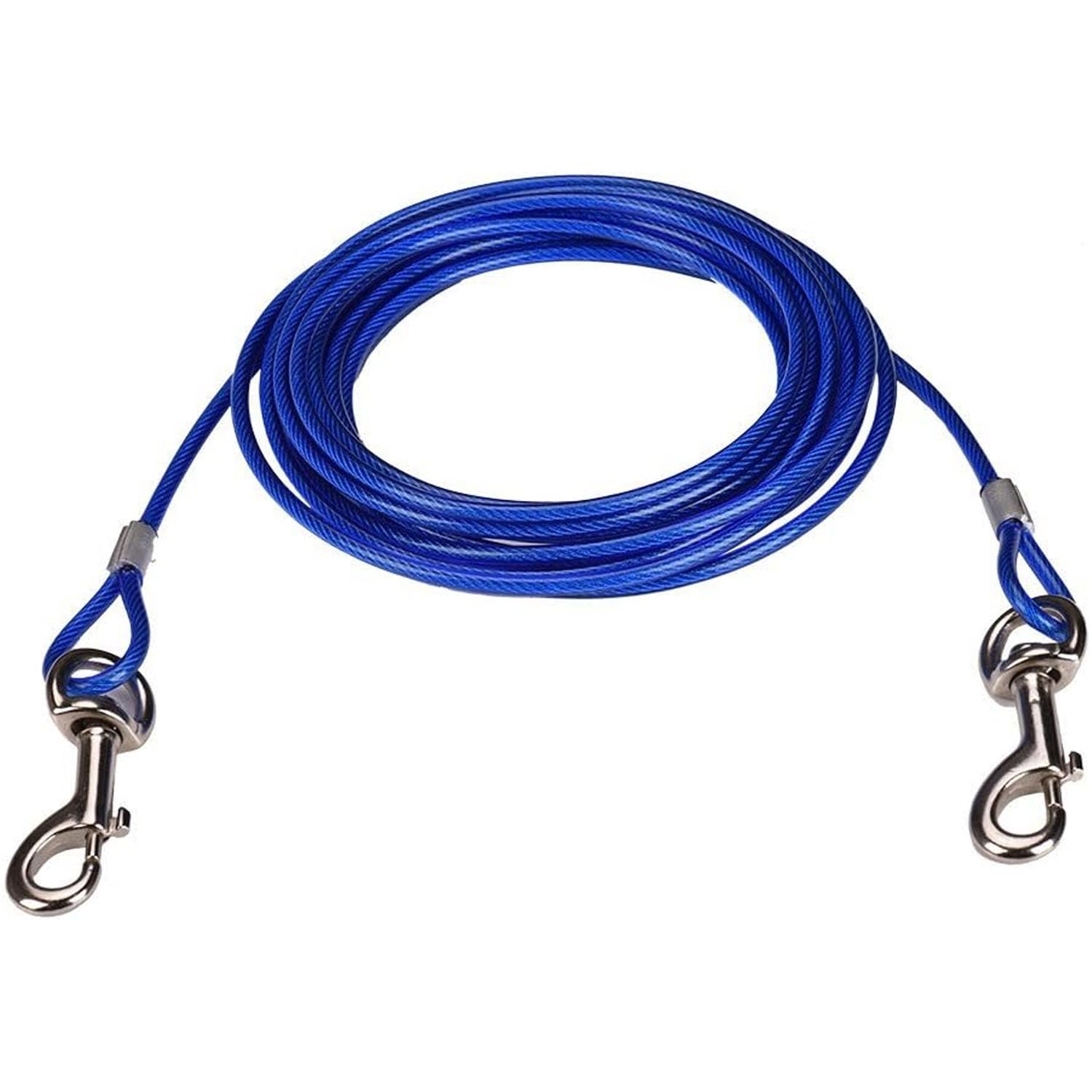 Taylor & Brown Dog Tie Out Cable, 10ft (3m) Chew Proof Dogs Runner Cable, Heavy Duty Dog Tether, Training Pet Leash for Dogs Up to 125lbs, Lead for Yard Outdoor and Camping (Blue)