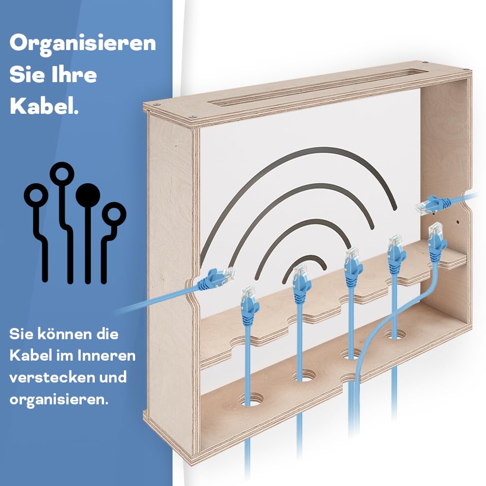 MOE UHANE Router Schrank - Router Aufbewahrungsbox - Router Verstecken - Router Box - Wall Box - Wallboxen - WLAN Regal - WiFi Schrank - Made in EU