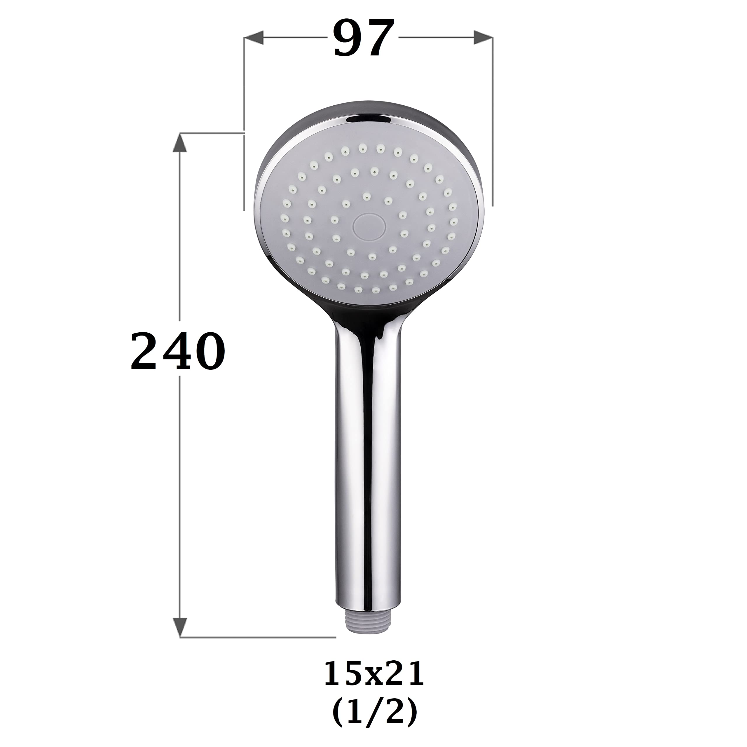 Set de ducha TRÍO POLA: teleducha 1 chorro + flexible inox 1,5 m + barra de ducha cromada regulable | Diseño funcional y resistente | EUROSANIT
