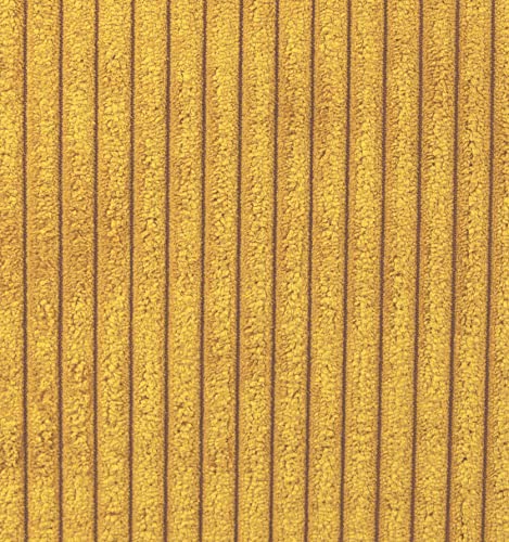 Heko Panels Murano Polsterstoff Cord-Optik Meterware Stoff zum Nähen Möbelstoff Abriebfestigkeit 35000 Zyklen Musterstück 5 x 5 cm Senfgelb
