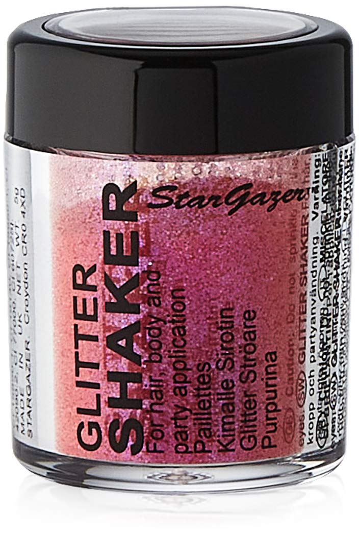 Stargazer Glitter Shaker, Pink. Cosmetic glitter powder for use on the eyes, lips, face, body, hair and nails.