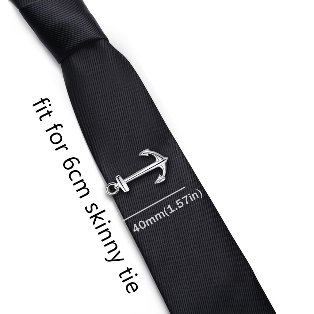 Honey Bear - Clip de corbata para hombre y niño, diseño de ancla, acero inoxidable, 3,7 cm