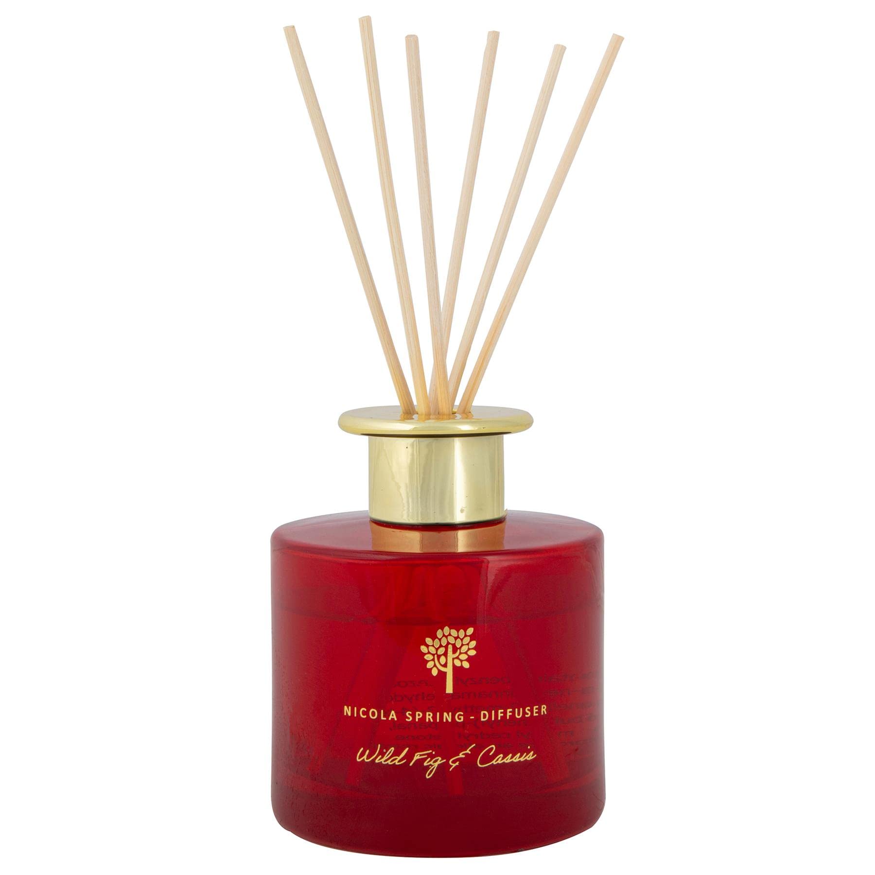 Nicola Spring Wild Fig & Cassis Scented Reed Diffuser - 200ml - Aromatherapy 6 Sticks Air Freshener Home Fragrance Diffuser Fragrant Gift Set for Kitchen, Bathroom, Home