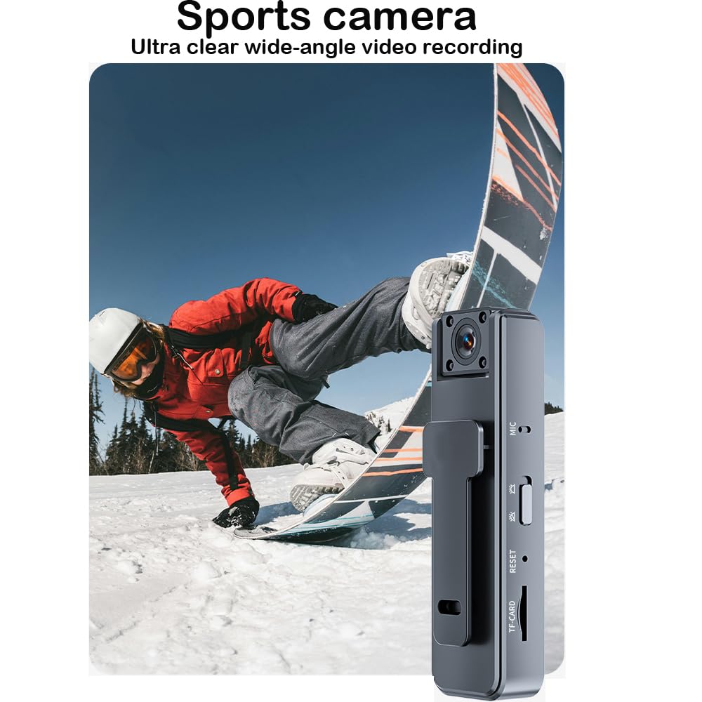 BSLVWG Mini telecamera per corpo 1080P con audio e video, videocamera portatile indossabile per escursioni, passeggiate, ciclismo, viaggi