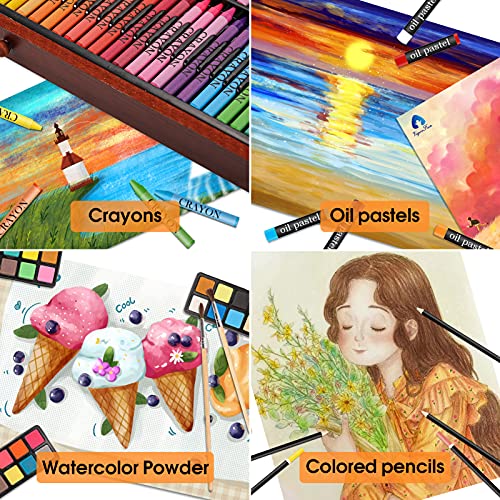 VigorFun Art Supplies, 146Piece Deluxe Wooden Art Set Crafts Painting