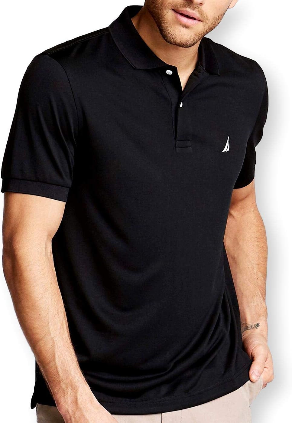 Nautica Men's Classic FIT Performance Polo Shirt (Black, XXL)