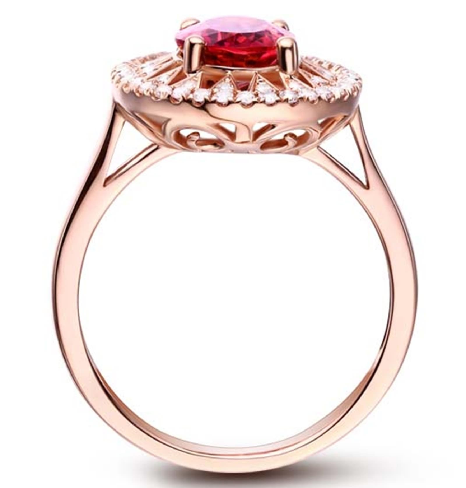 Wycian Ringe Damen Boho Wedding Rings 18K Gold Im Labor Hergestellter Rubin Hohl Rund Größe 45 (14.3) Massiv, Nicht Plattiert Beliebt Danksagung Schmuck