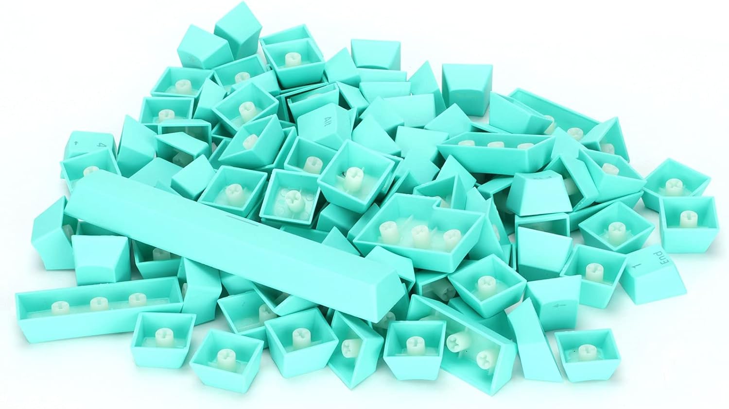 PBT Keycaps - Juego de 108 teclas de colores PBT para teclados mecánicos, diseño ergonómico resistente al aceite para teclado mecánico de 61/64/87/104/108 teclas (cian)