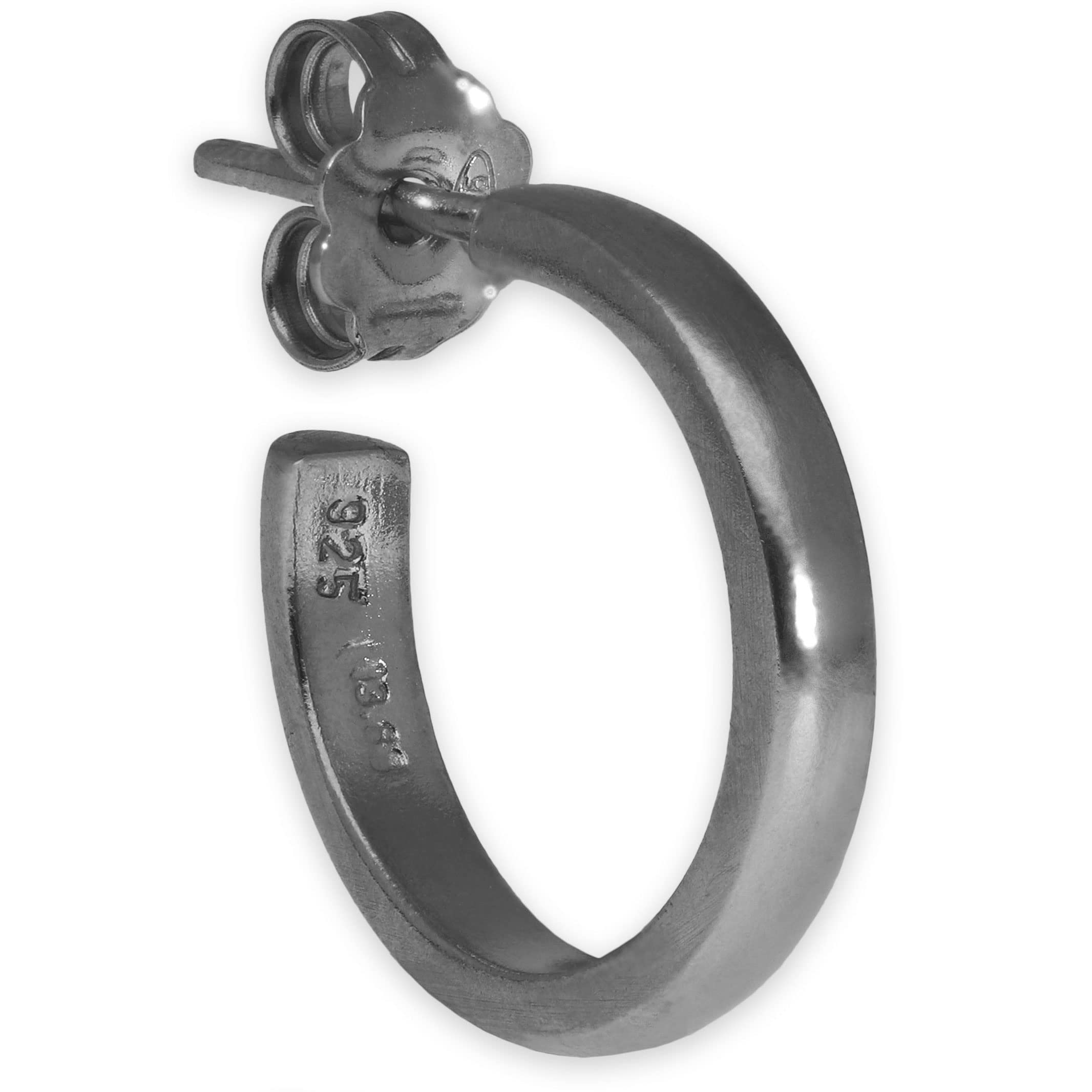 EMMANUELA handcrafted for you Pendiente de aro huggie negros de plata de ley para hombre, pendiente de aro para hombre, pendiente de aro para hombre, regalo para novio, regalo de cumpleaños, joyería para hombre