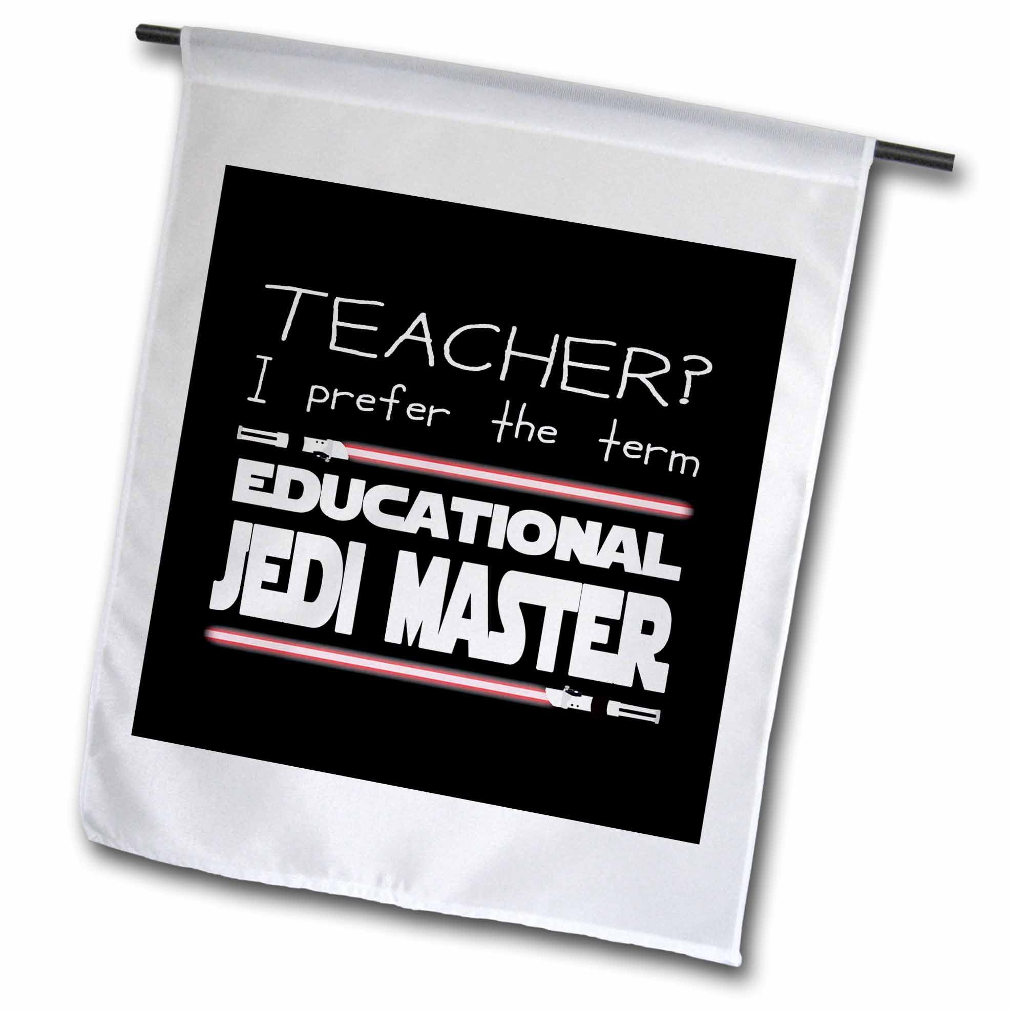 12 x 18 inch Garden Flag - Teacher I prefer the term Educational Jedi Master. Red on black. Stamp City - typography