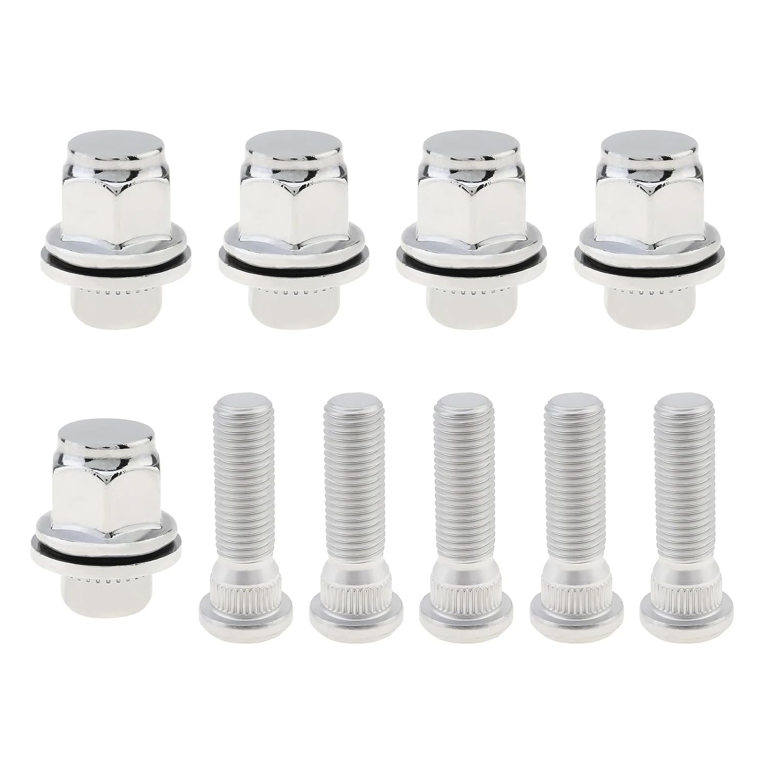 Wheel hub Bolts Compatible with Toyota 5 pc M12x1.5 Hexagonal Flat Mouth Plating Studs and Lug Nuts Refit Wheel Hub Bolts Nut OE 90942-01033